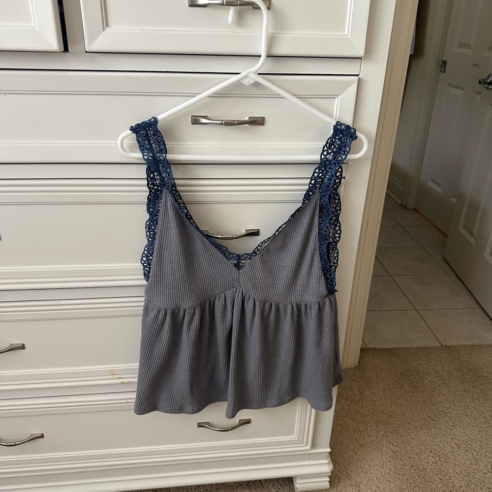 Blue Flowy Tank